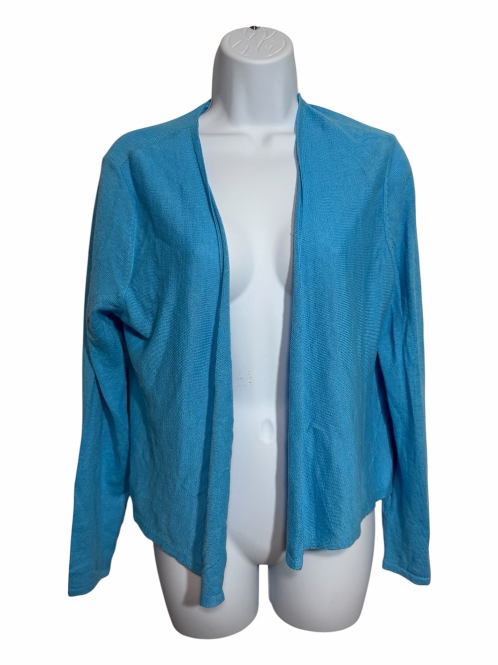 J.Jill Light Blue Open-Front Sweater Cardigan Linen Cotton Blend Size Small